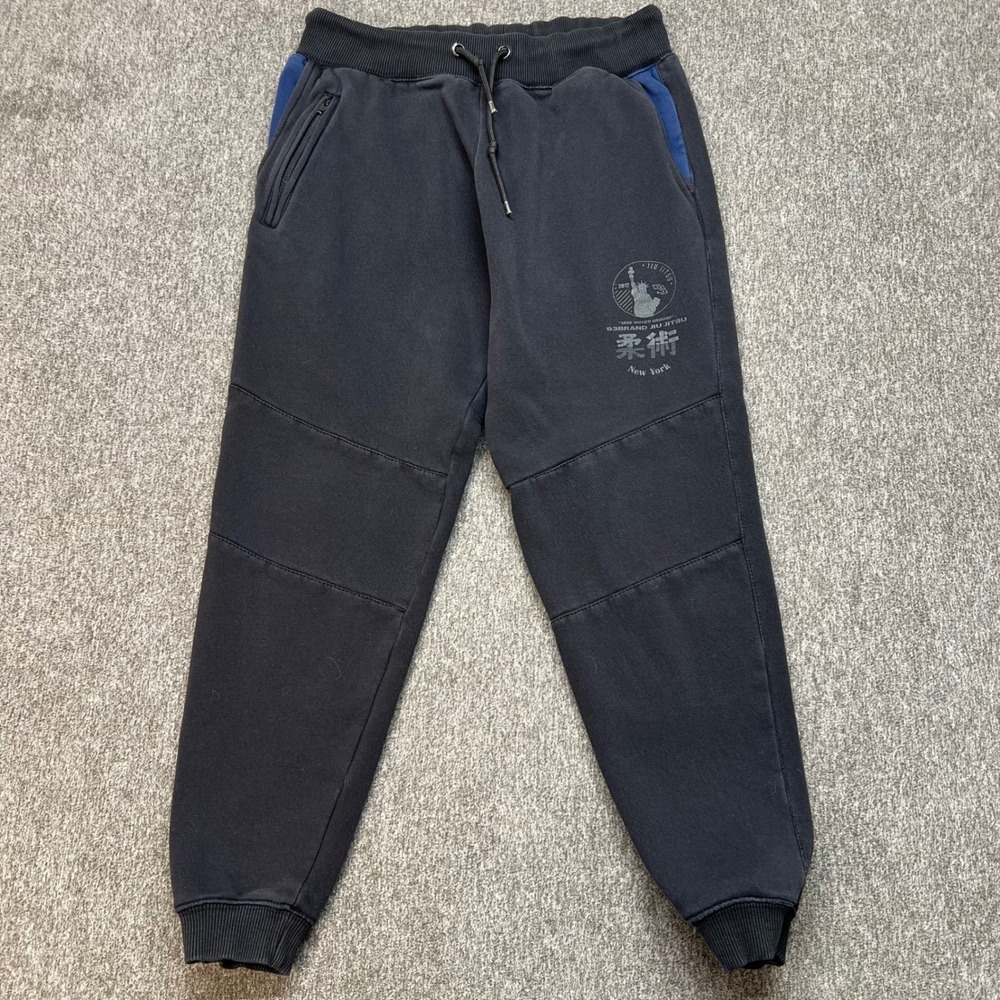 93BRAND Jiu Jitsu Jogger Sweatpants Mens Size M Black New York Graphic